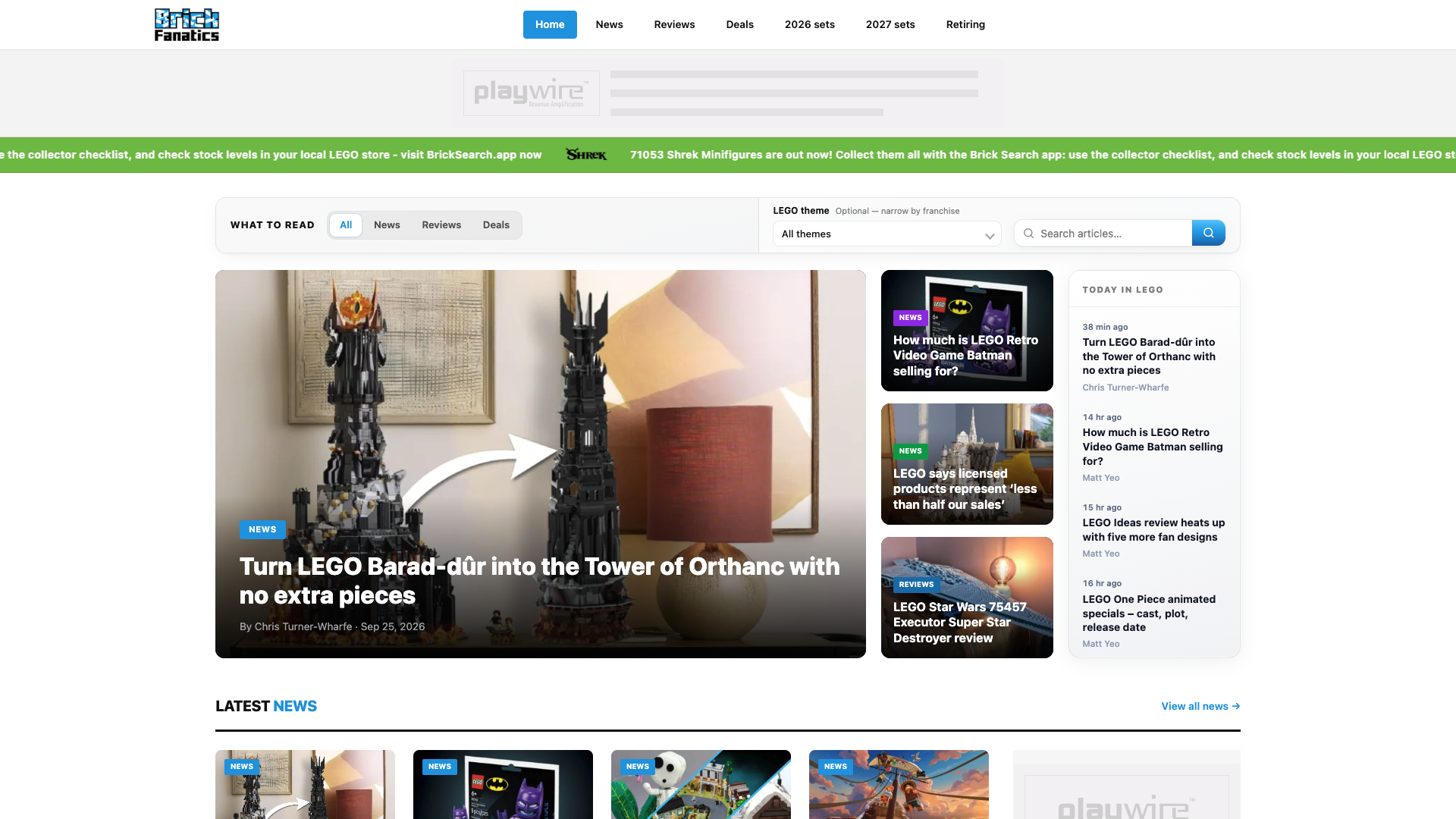 Brick Fanatics homepage